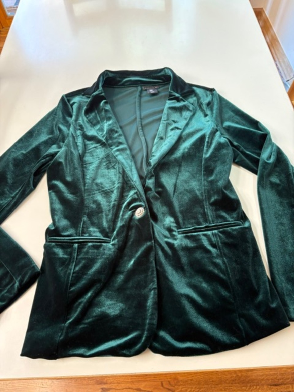 Tahari Forest Green Velvet Evening Jacket Blazer Formal like new women’s size M
